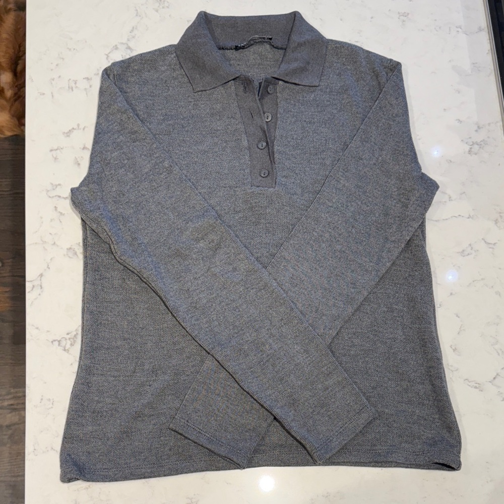 Zara Women’s Charcoal Sweater Polo Shirt